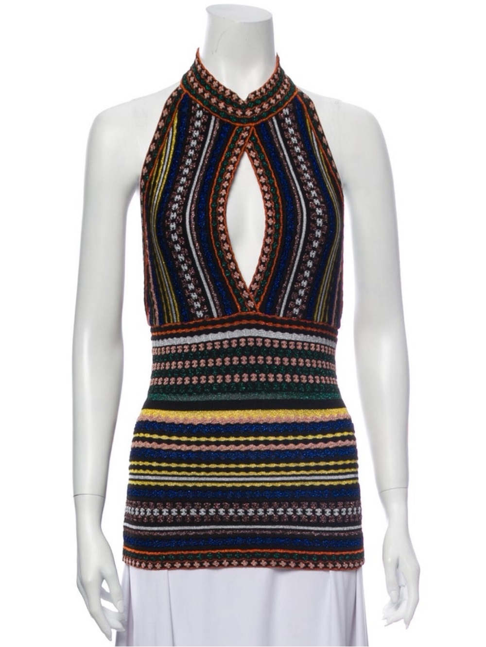 Missoni Multistripe Knit Halter Top in Black, Green, Yellow, Blue, Pink